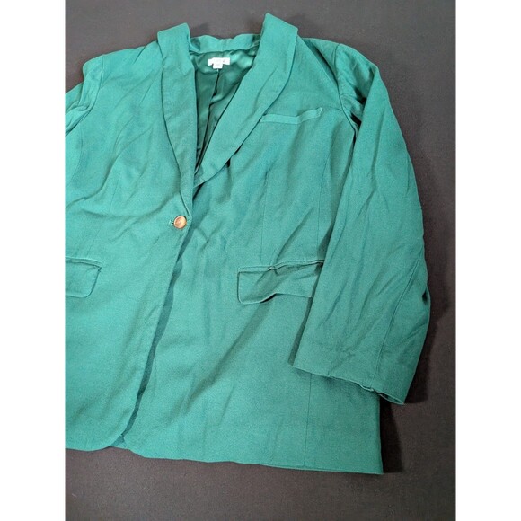 J Jill Jacket Blazer Celtic Dress Coat Women's XL Kelly Green Boxwood Button - Picture 3 of 14